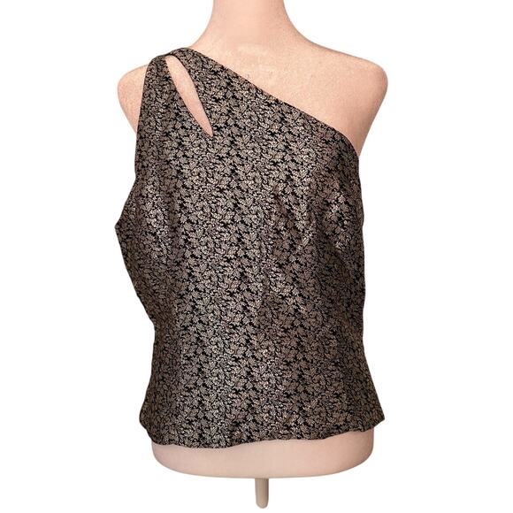Jessica McClintock Collections black & silver one-shoulder top size 10 - Picture 1 of 12